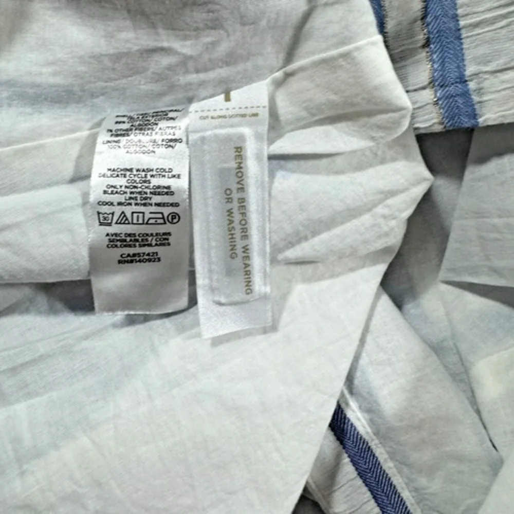 LOFT Blue and White Striped Button-Front Dress - Picture 5 of 6